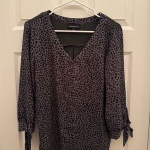 Fortune+Ivy Charcoal Animal Print Blouse